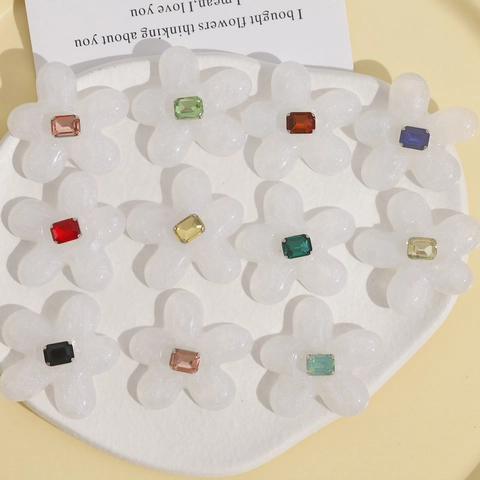 Translucent Starry Sky Glitter Resin Five Petal Flower Charms For DIY Earrings Headwear Making Jewelry Accessories