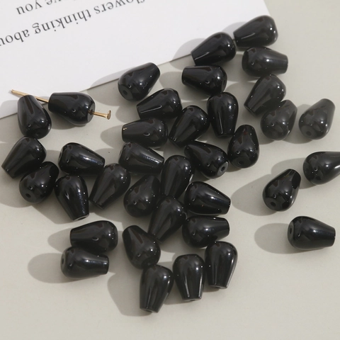 Perline In Onice Nero Naturale A Forma Di Goccia Per Gioielli Fai Da Te Pietre Lucide Per Orecchini Accessori Capelli Ciondoli