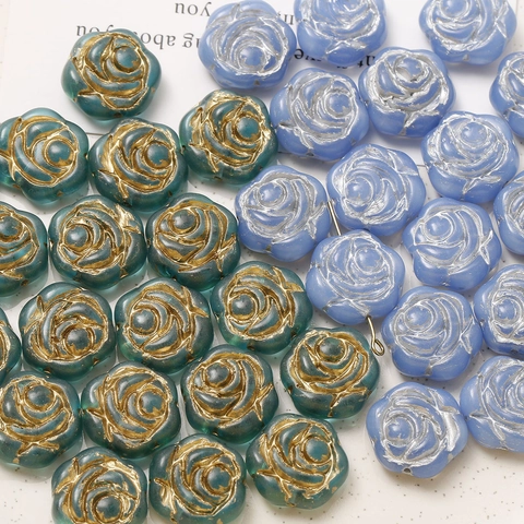 Czech Glass Rose Beads Vintage DIY Jewelry Polished Glaze Flower Beads Handmade Accessories For Earrings Necklaces Bracelets Crafts