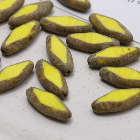 Retro Czech Glass Spindle Beads Faceted Mottled Oval Loose Beads For DIY Jewelry Making Necklaces Earrings Handcrafted Components