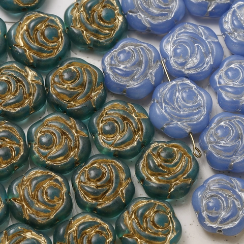 Czech Glass Rose Beads Vintage DIY Jewelry Polished Glaze Flower Beads Handmade Accessories For Earrings Necklaces Bracelets Crafts