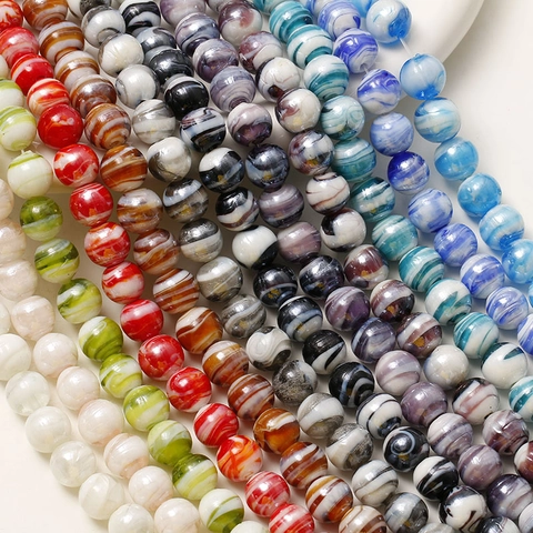 Perline in Vetro Lampwork a Spirale Irregolare da 12mm Perline Distanziatrici Sciolte Rotonde Per Fai da Te Gioielli Bracciale Orecchini