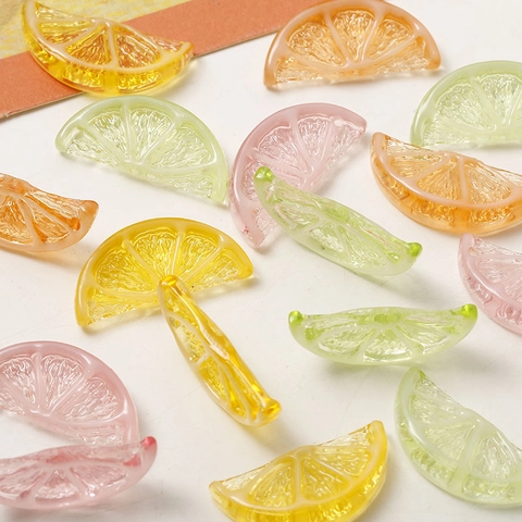 DIY Realistic Resin Lemon Fruit Slice Pendants For Jewelry Making Earring Necklace Craft Accessories Multi Colors 27x12mm