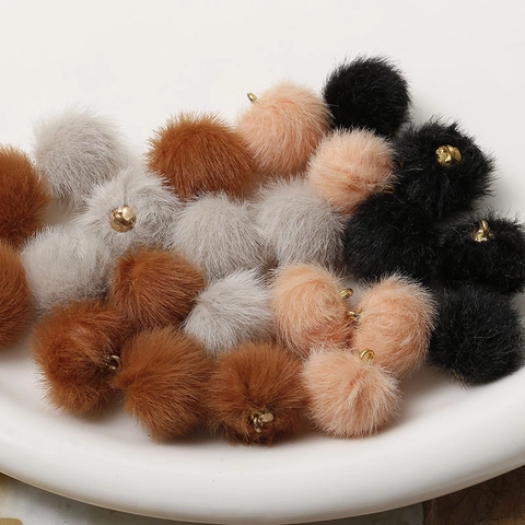 18mm Plush Fur Ball Charms With Gold Metal Ring Soft Faux Fur Pendants For DIY Earring Keychain Jewelry Making 12 Colors