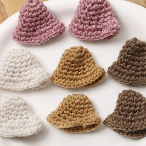 Handmade Mini Cotton Crochet Bucket Hat DIY Jewelry Accessories For Doll Hair Clips Pastoral Style Ornaments Decoration