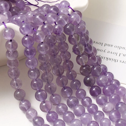 Natürliche Amethyst Runde Lose Perlen Lila Steinperlen Für DIY Armband Halskette Schmuckherstellung Handwerk