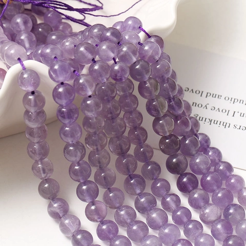 Natürliche Amethyst Runde Lose Perlen Lila Steinperlen Für DIY Armband Halskette Schmuckherstellung Handwerk