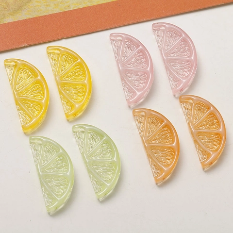 DIY Realistic Resin Lemon Fruit Slice Pendants For Jewelry Making Earring Necklace Craft Accessories Multi Colors 27x12mm