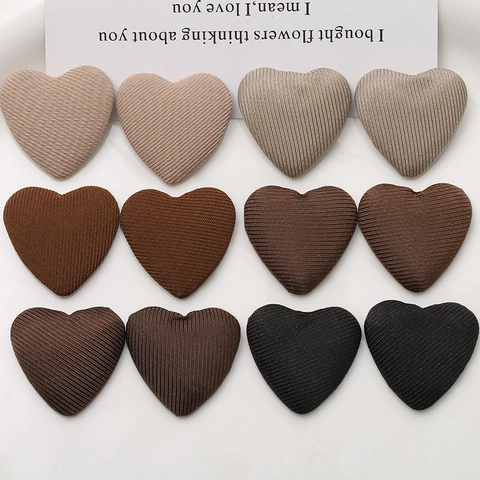 Minimalist Ribbed Fabric Heart Shaped Button DIY Hair Accessories Clothing Decoration Earth Tone Jewelry Making Material