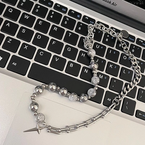 Hip Hop Star Pendant Necklace For Men Women Titanium Steel Asymmetric Stitching Chain Y2K Grunge Streetwear Jewelry Gift