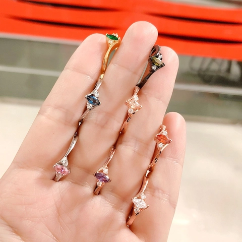 Marquise Cut Cubic Zirconia Copper Ring 18K Gold Plated Simple Geometric Fashion Jewelry For Women Wedding Daily Finger Ring