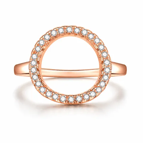 Fashion Simple Hollow O-Shape Ring For Women Copper Zirconia Inlaid Rose Gold White Gold Plated Geometric Jewelry Gift