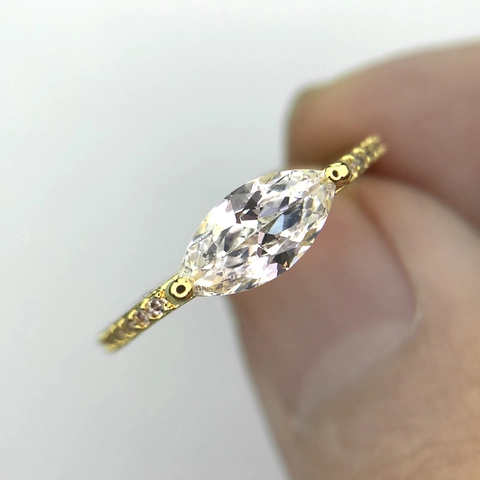 Elegant Marquise Cut Zirconia Copper Ring For Women Gold Silver Plated Micro Pave Minimalist Fashion Jewelry Wedding Party Ring