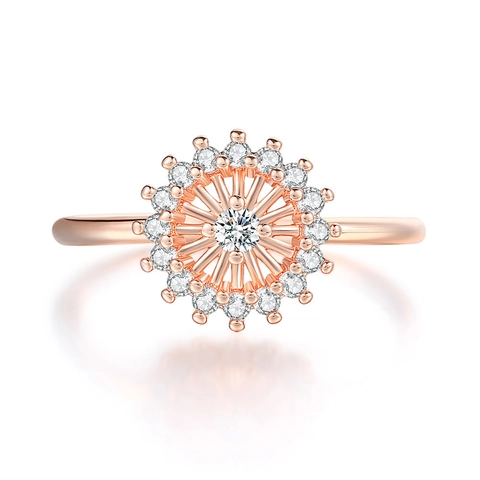 Exquisito Anillo de Cobre en Forma de Flor Chapado en Oro Real Zirconia Incrustada Joyería de Moda Minimalista para Mujer Boda Fiesta Regalo
