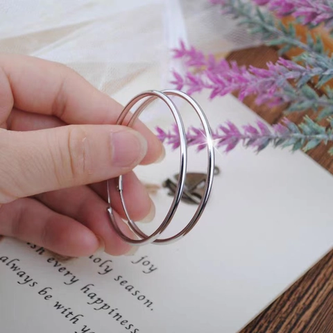 Minimalist Copper Round Hoop Earrings With Silver Earring Post Silver Plated High Polished Jewelry For Women Daily Decor
