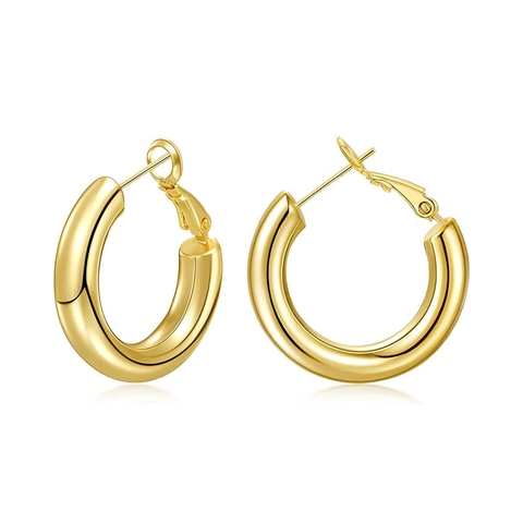 High Polished Copper Hoop Earrings With 925 Sterling Silver Post For Women Minimalist Gold Silver Geometric Jewelry