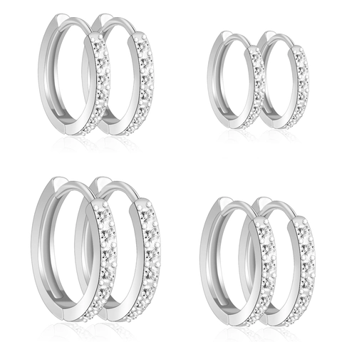 Classic Zirconia Hoop Earrings With 925 Sterling Silver Earring Post Gold Silver Plated Copper Small Stud Earrings For Women