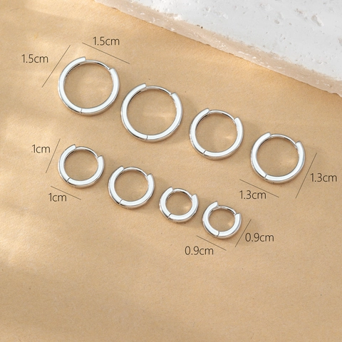 Minimalist Electroplated Copper Huggie Hoop Earrings Gold Silver Rose Gold Circular Smooth Ear Jewelry For Women Daily Fashion Accessories
