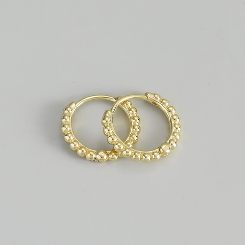 Minimalist Copper Beaded Hoop Earrings With 925 Sterling Silver Earring Post For Women Fashion Geometric Wave Round Jewelry