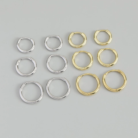 Minimalist Geometric Round Hoop Earrings With 925 Sterling Silver Earring Post Gold Silver Plated Jewelry For Women Men