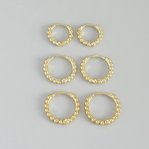 Minimalist Copper Beaded Hoop Earrings With 925 Sterling Silver Earring Post For Women Fashion Geometric Wave Round Jewelry