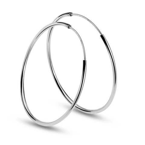 Minimalist Copper Round Hoop Earrings With Silver Earring Post Silver Plated High Polished Jewelry For Women Daily Decor