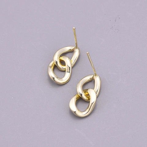Minimalist Irregular Twisted Double Loop Copper Earrings With 925 Sterling Silver Earring Post Gold Silver Plated Jewelry