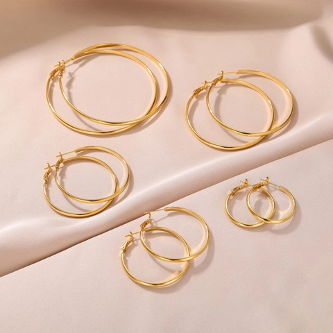 Modern Minimalist 3mm Wide Copper Hoop Earrings With 925 Sterling Silver Earring Post Large Circle Jewelry For Women