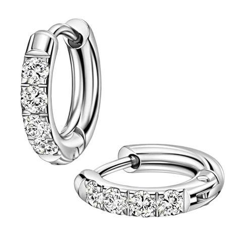 Fashion Copper Huggie Hoop Earrings For Women Unisex 925 Sterling Silver Earring Post Pave Rhinestone Punctated Gold Silver Plated Jewelry