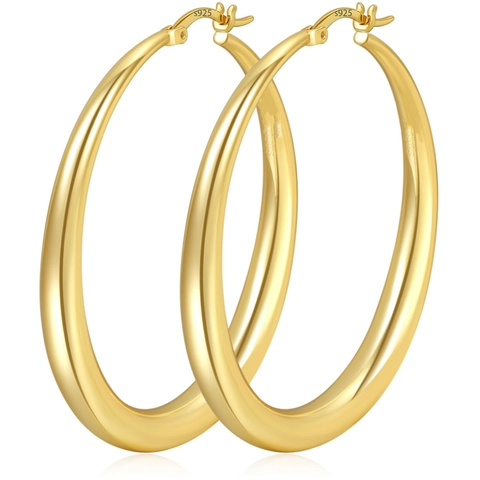 Classic Copper Hoop Earrings With 925 Sterling Silver Earring Post Geometric Large Circle Earrings For Women Fashion Jewelry