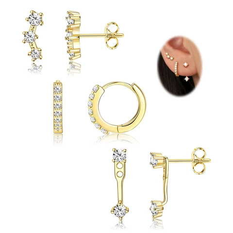 Zirconia Stud Earrings Gold Silver Plated Copper Earrings With 925 Sterling Silver Earring Post For Women Fashion Jewelry