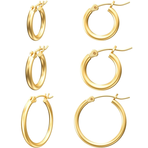 Minimalist Copper Hoop Earrings For Women High Polished Electroplated Gold Silver Plated Classic Circular Loop Earrings Fashion Jewelry