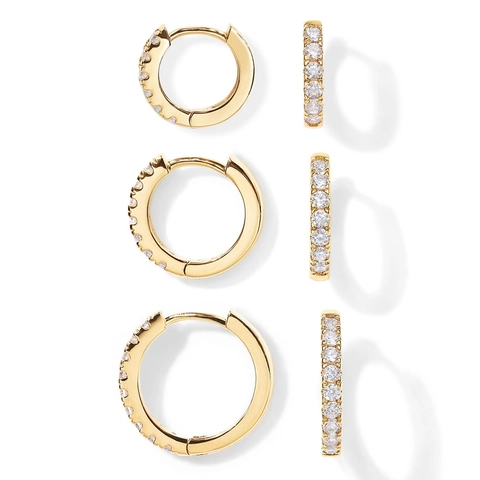 Copper Hoop Earrings With Micro Pave Zircon Round Geometric Minimalist Korean Style Jewelry For Women