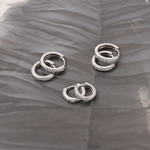 Classic Zirconia Hoop Earrings With 925 Sterling Silver Earring Post Gold Silver Plated Copper Small Stud Earrings For Women