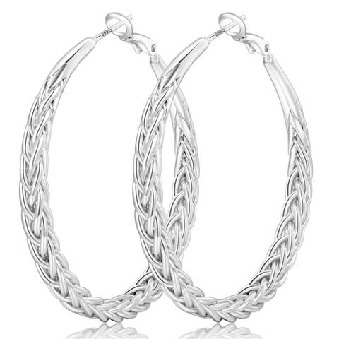 Minimalist Twisted Woven Texture Hoop Earrings For Women Gold Silver Plated Copper Circle Earrings With 925 Sterling Silver Post