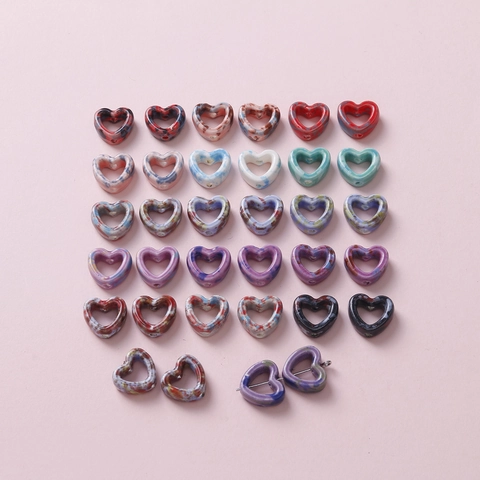 Heart Ceramic Beads Camouflage Hand-painted Porcelain Loose Beads For DIY Jewelry Making Handmade Bracelets Necklaces