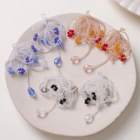 Handmade Beaded Flower Tassel Teardrop Pendant DIY Jewelry Making Materials Glass Seed Bead Bohemian Style Charms Accessories