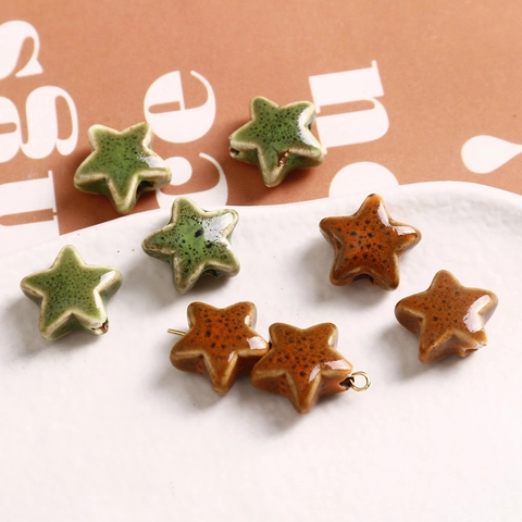 Cuentas de Cerámica en Forma de Estrella Para Hacer Joyas DIY Esmalte Reactivo Cuentas de Estrella Pulidas Para Pulseras Collares Accesorios