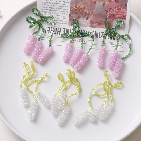 Handmade Glass Seed Bead Flower Pendants Lily Of The Valley Charms For DIY Earrings Necklace Jewelry Making Sweet Accessory