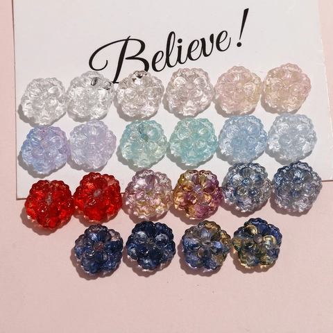 Transparente Irisierende Blumenförmige Glasperlen DIY Schmuckherstellung Zubehör Für Ohrringe Armband Handgefertigtes Material