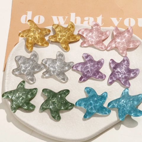 Cute Glitter Starfish Resin Patches For DIY Jewelry Making Accessories Shoe Charms Phone Case Decor Ocean Style Star Shaped Patch