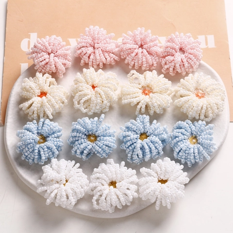 Hand Woven Glass Flower DIY Jewelry Making Accessories For Earrings Headwear Bracelet Pink White Blue Beige Floral Beads