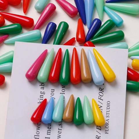 Glossy Candy Color 3D Oval Teardrop Resin Pendants For DIY Earring Jewelry Making Handmade Craft Material Accessories