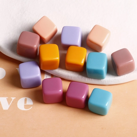 Glossy Resin Cube Patches For DIY Earring Jewelry Making Macaron Candy Color 3D Square Flatback Accessories For Women