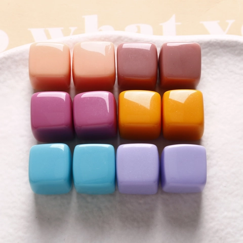 Glossy Resin Cube Patches For DIY Earring Jewelry Making Macaron Candy Color 3D Square Flatback Accessories For Women