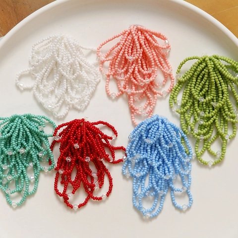 Handmade Beaded Tassel Flower DIY Jewelry Material For Earrings Hair Accessories Glass Crystal Pendant Forest Style