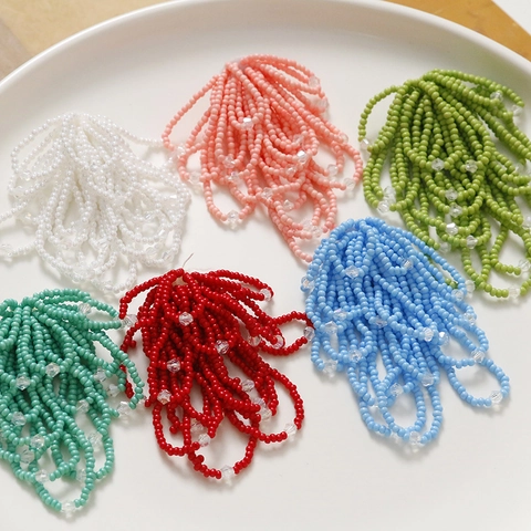 Handmade Beaded Tassel Flower DIY Jewelry Material For Earrings Hair Accessories Glass Crystal Pendant Forest Style