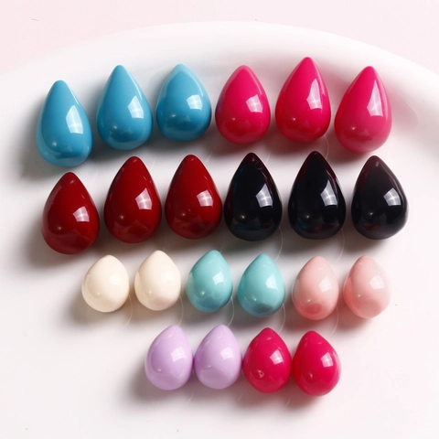 Elegant Polished Teardrop Resin Charms Solid Color Waterdrop Beads For DIY Earring Hair Accessories Jewelry Making Craft Materials