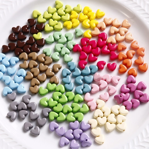 Γλυκές Χάντρες Καρδιάς από Ακρυλικό Macaron Γυαλισμένες Χάντρες για DIY Βραχιόλι Κολιέ Κατασκευή Κοσμημάτων Αξεσουάρ Σχήμα Καρδιάς