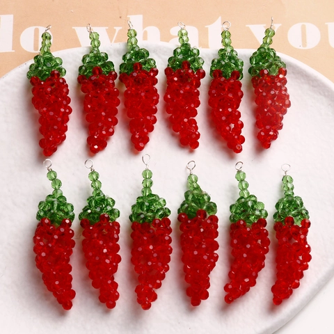 Handmade Woven Glass Seed Beads Chili Pepper Shaped Charms DIY Jewelry Making Accessories For Earrings Necklaces Pendant